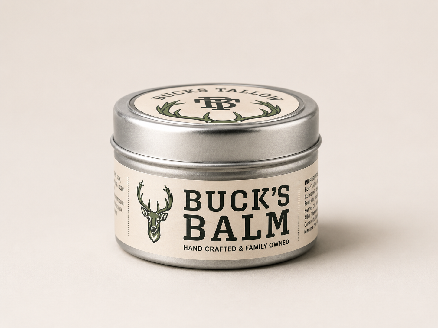 Bucks Balm 4oz tallow skin balm tin